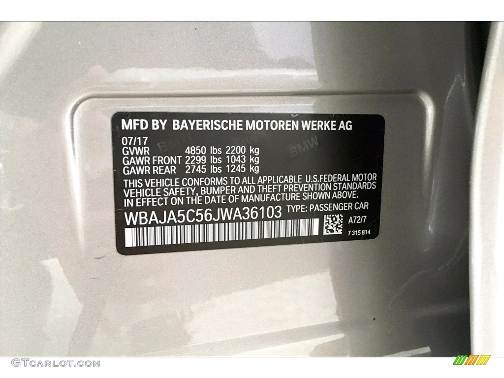 2018 5 Series 530i Sedan - Cashmere Silver Metallic / Canberra Beige/Black photo #36