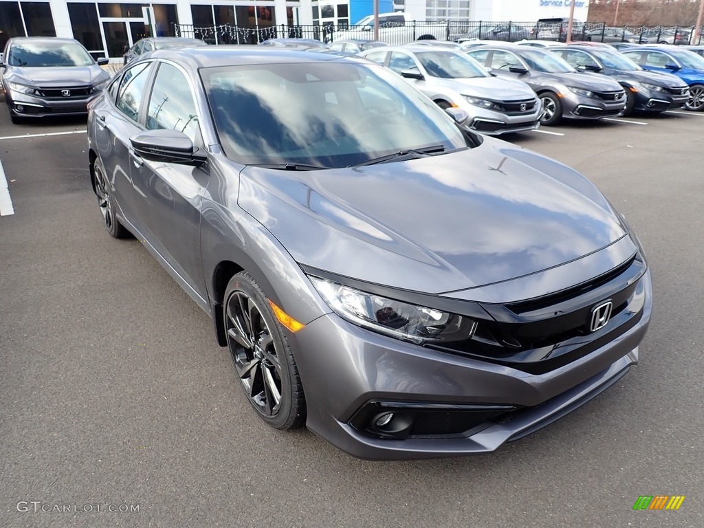 2021 Civic Sport Sedan - Modern Steel Metallic / Black photo #8