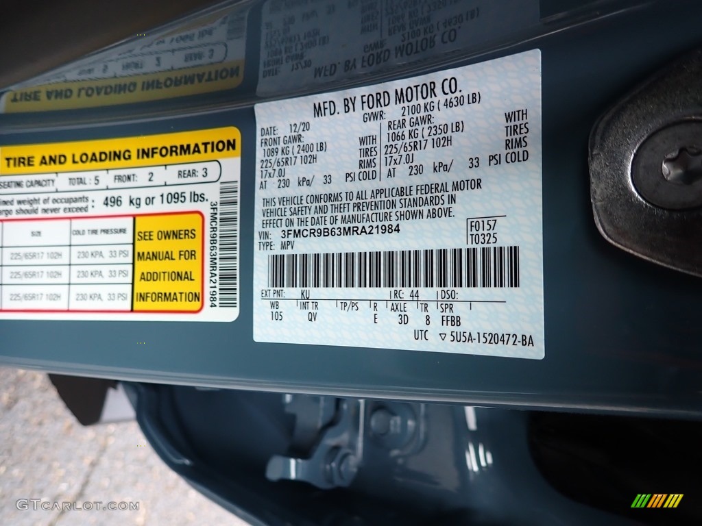 2021 Bronco Sport Color Code KU for Area 51 Photo #140772695