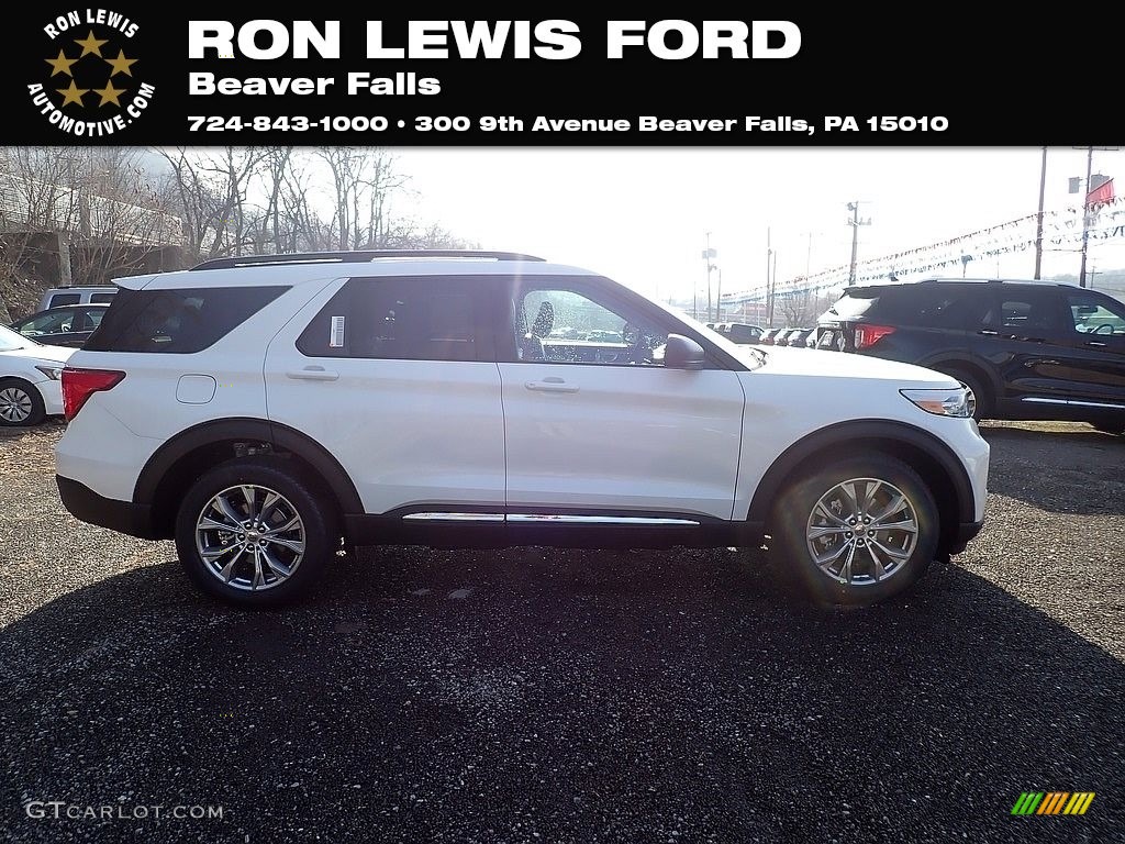 2021 Explorer XLT 4WD - Star White Metallic Tri-Coat / Ebony photo #1