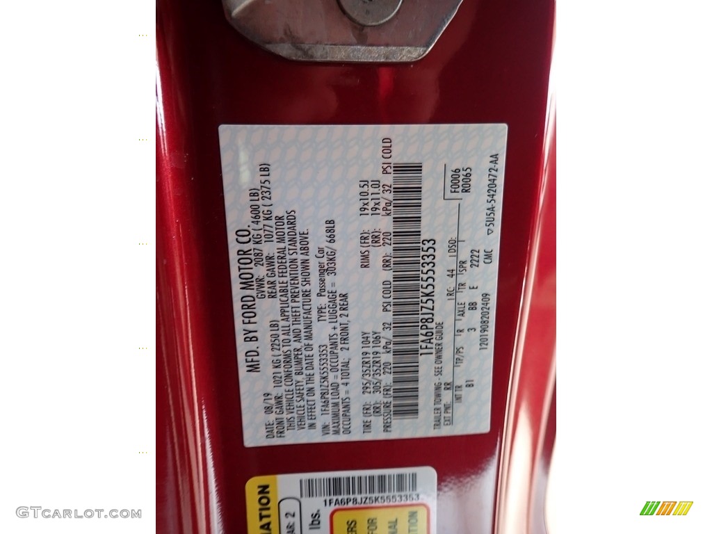 2019 Mustang Color Code RR for Ruby Red Photo #140773118