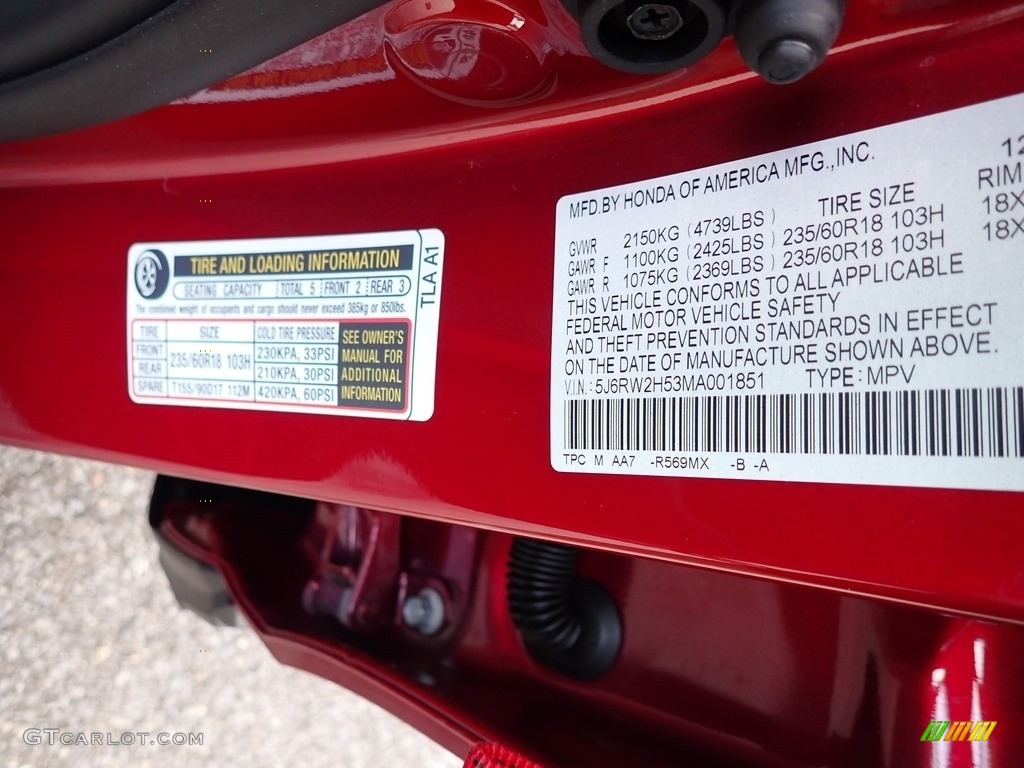 2021 CR-V EX AWD - Radiant Red Metallic / Gray photo #13