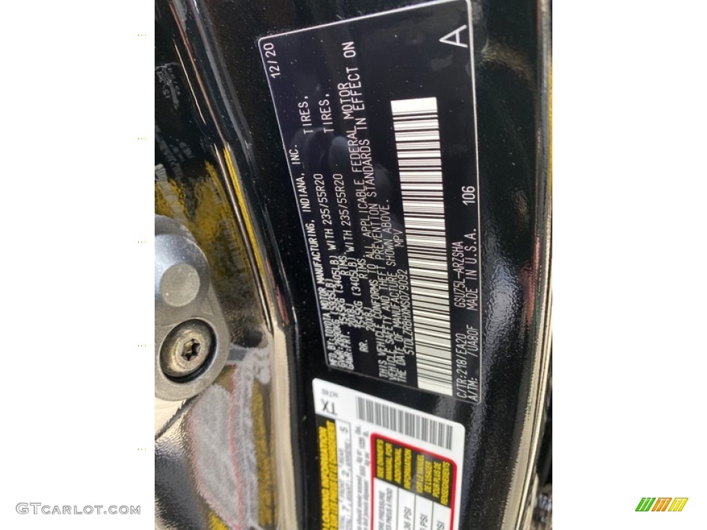 2021 Highlander Color Code 218 for Midnight Black Metallic Photo #140777336