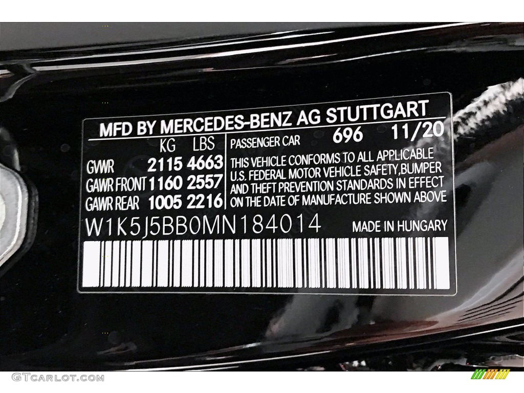 2021 CLA Color Code 696 for Night Black Photo #140779616