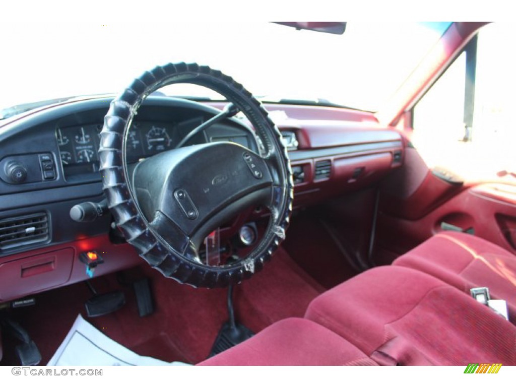 Red Interior 1996 Ford F350 XLT Crew Cab 4x4 Photo #140781179