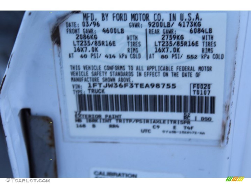 1996 Ford F350 XLT Crew Cab 4x4 Color Code Photos
