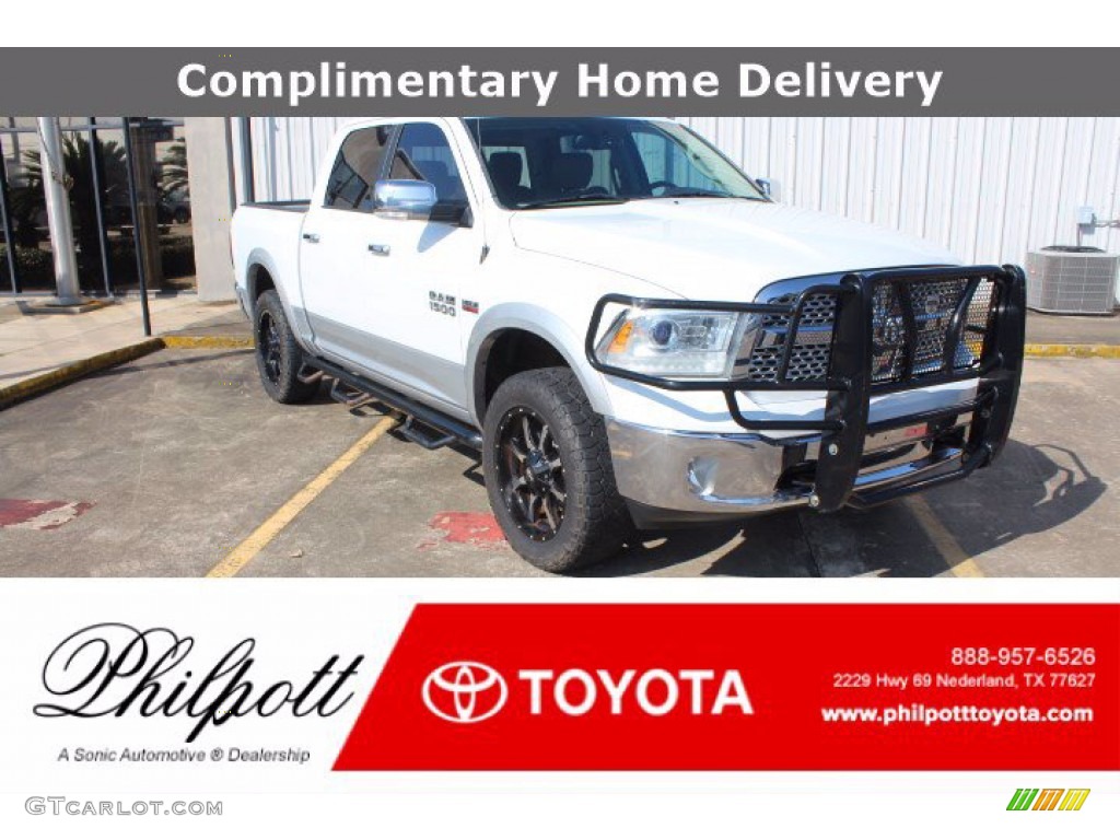 2014 1500 Laramie Crew Cab 4x4 - Bright White / Canyon Brown/Light Frost Beige photo #1
