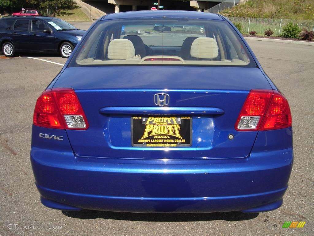 2004 Civic Value Package Sedan - Vivid Blue Pearl / Ivory Beige photo #4