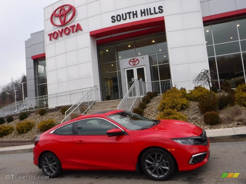 2019 Civic EX Coupe - Rallye Red / Black photo #2