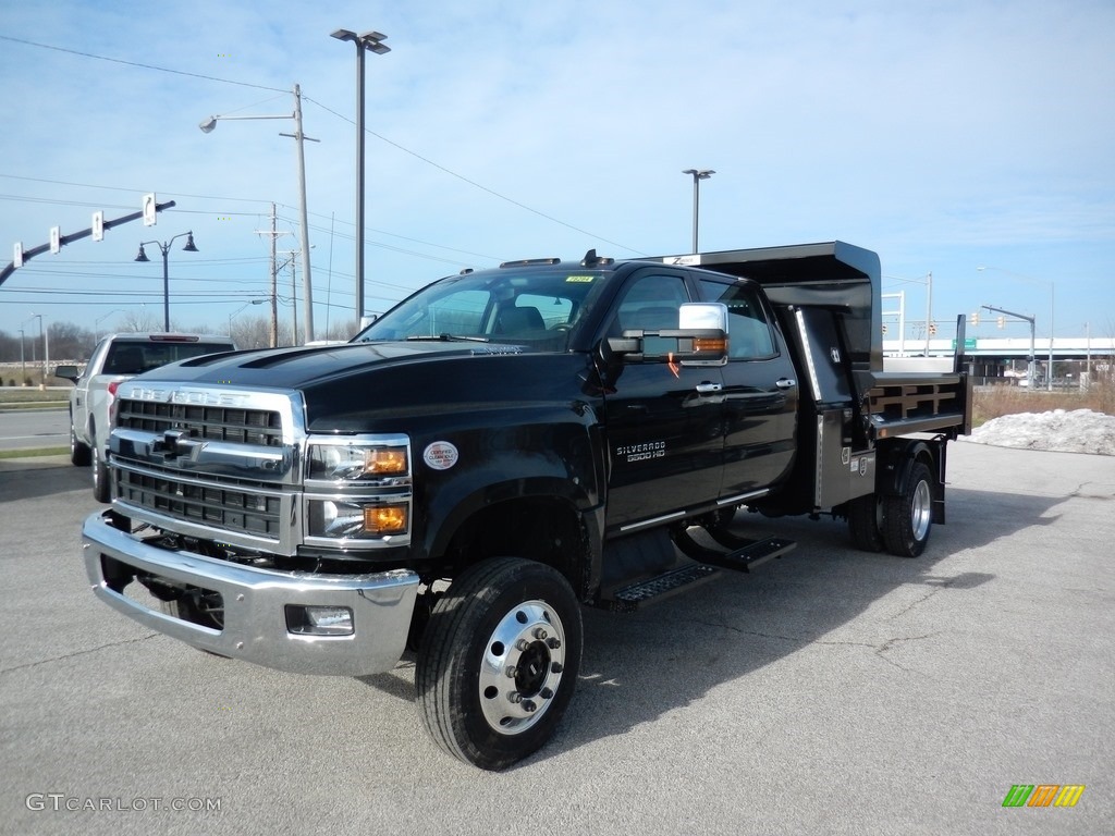 Black 2020 Chevrolet Silverado 5500HD Crew Cab 4x4 Chassis Dump Truck Exterior Photo #140796689