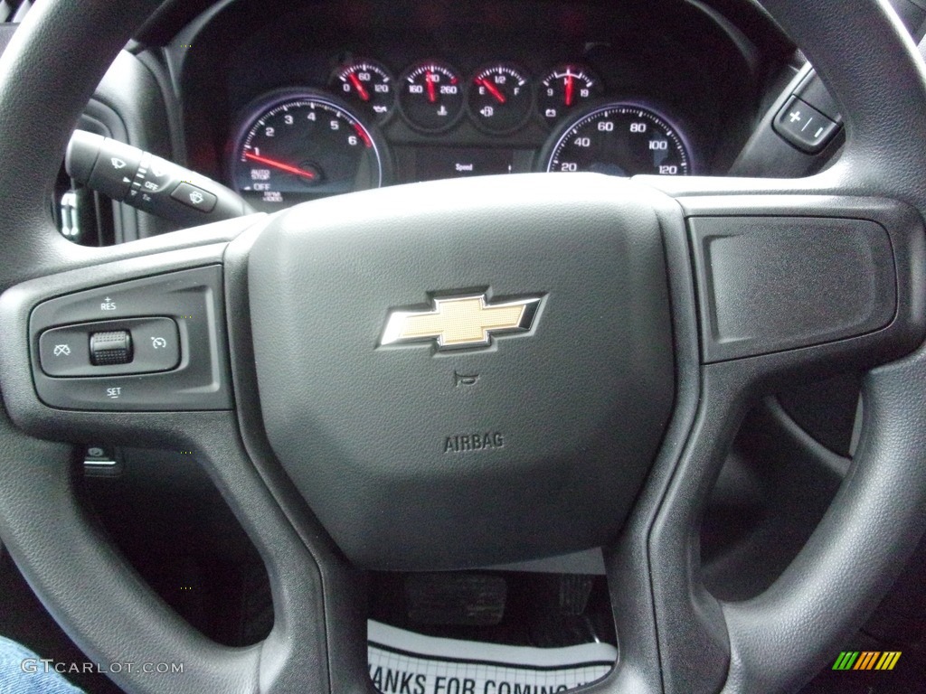2021 Chevrolet Silverado 1500 Custom Crew Cab 4x4 Jet Black Steering Wheel Photo #140807870