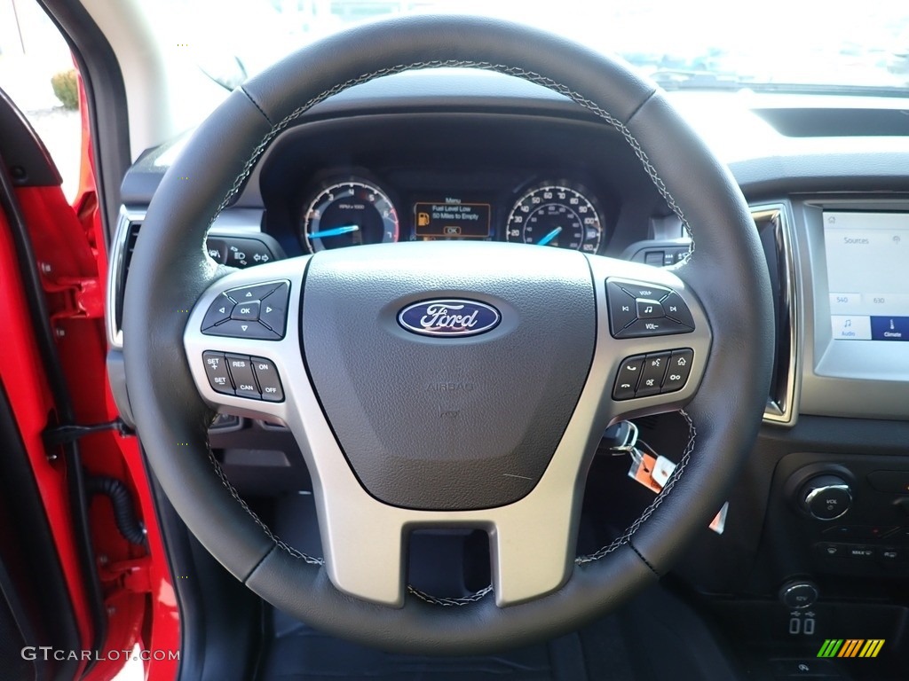 2021 Ford Ranger XLT SuperCab 4x4 Ebony Steering Wheel Photo #140808608