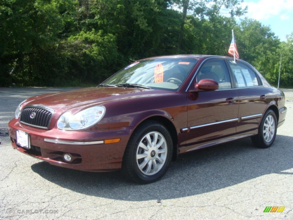 2005 Sonata GLS V6 - Ruby Red / Beige photo #1