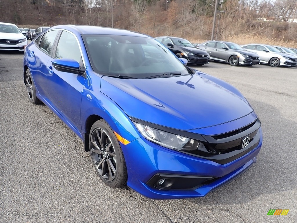 2021 Civic Sport Sedan - Aegean Blue Metallic / Black photo #6