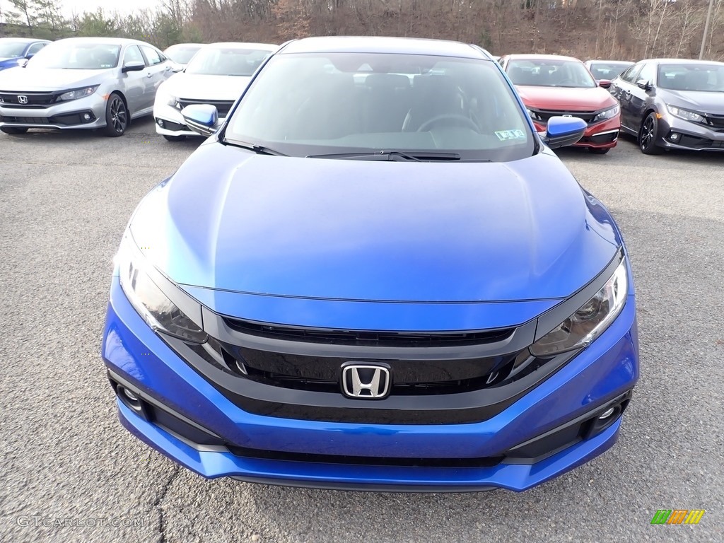 2021 Civic Sport Sedan - Aegean Blue Metallic / Black photo #7