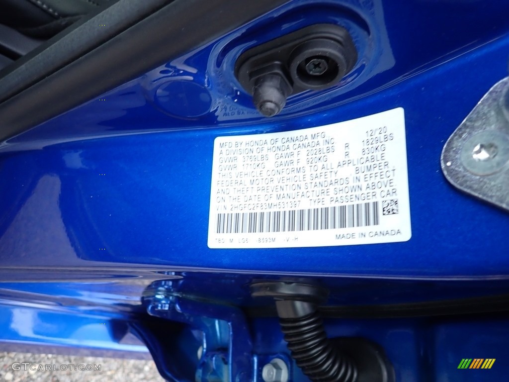 2021 Civic Sport Sedan - Aegean Blue Metallic / Black photo #13