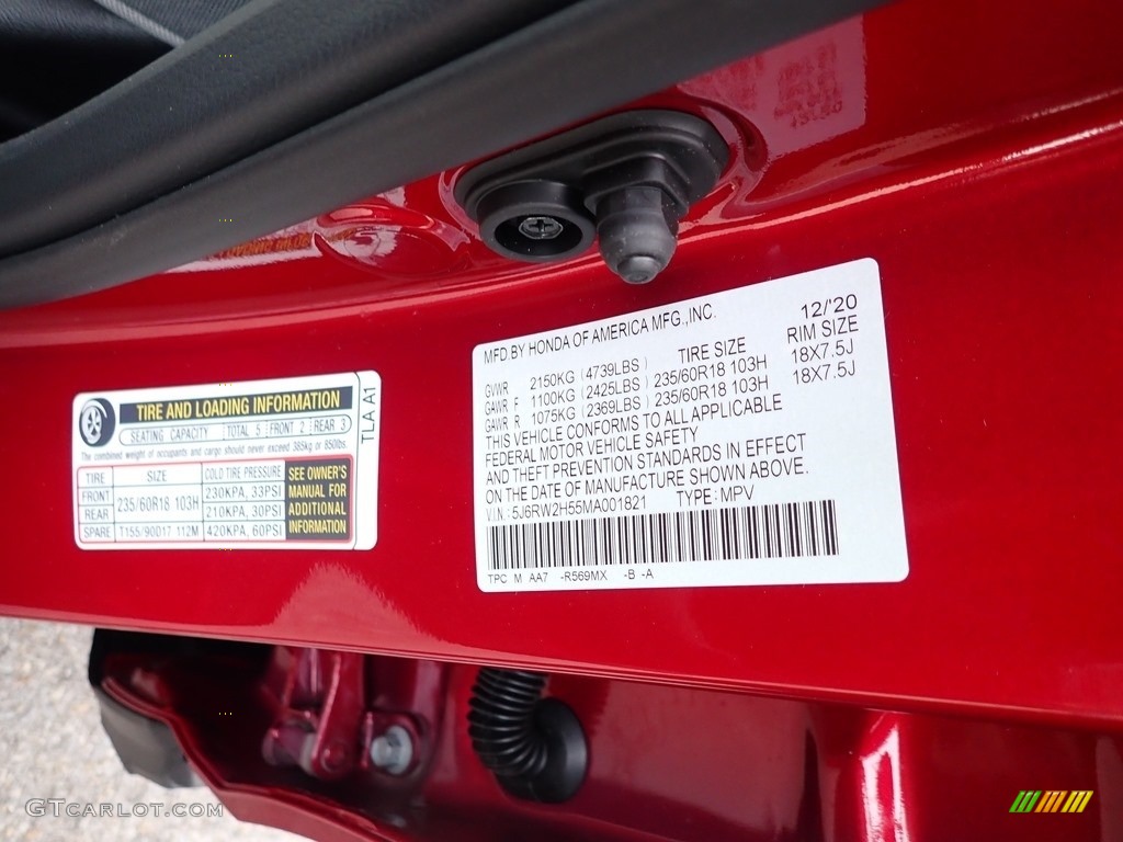 2021 CR-V EX AWD - Radiant Red Metallic / Gray photo #12