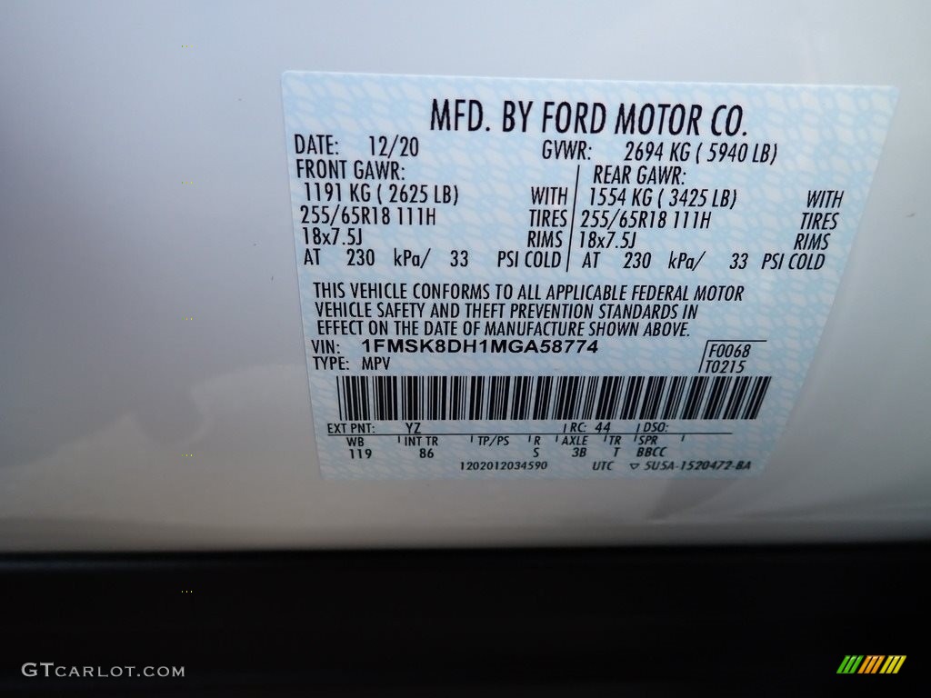 2021 Explorer XLT 4WD - Oxford White / Ebony photo #16