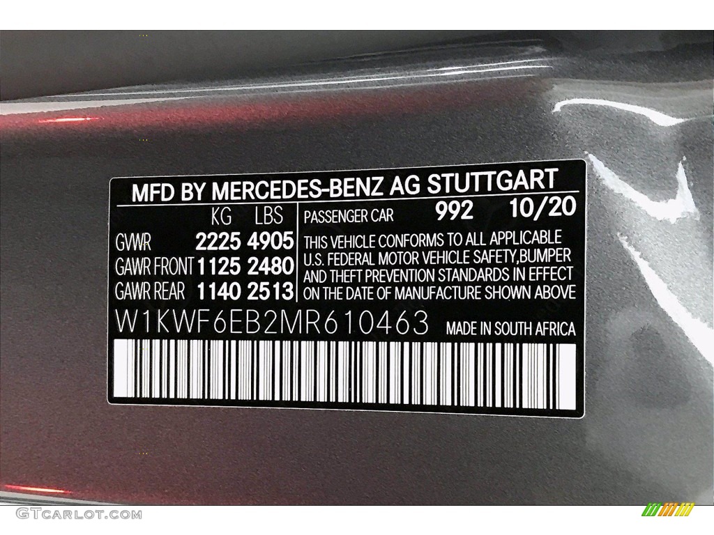 2021 C Color Code 992 for Selenite Gray Metallic Photo #140815409