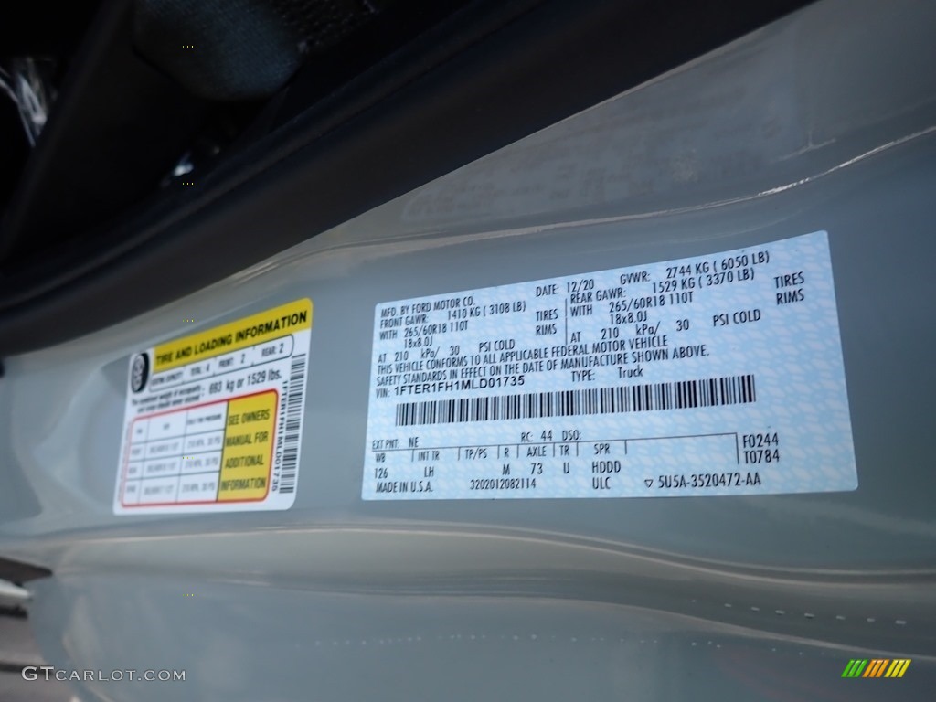 2021 Ranger Color Code NE for Cactus Gray Metallic Photo #140818379