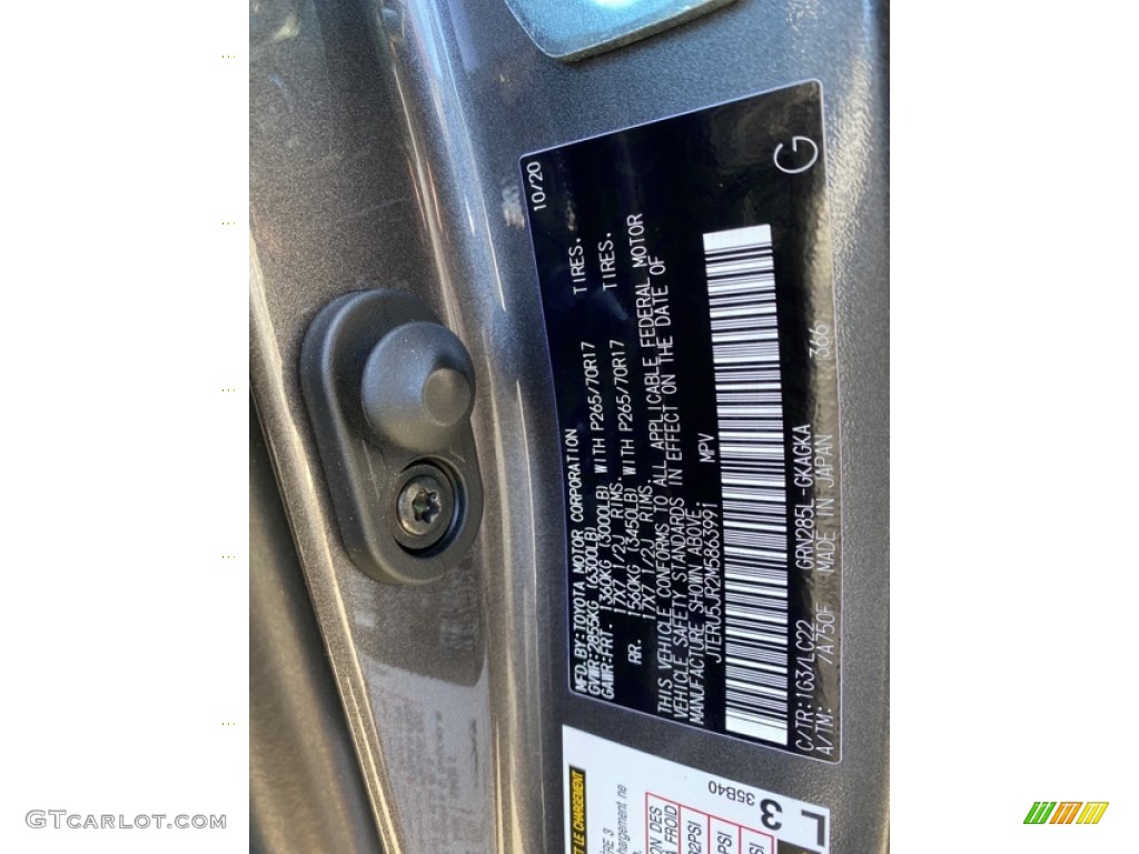 2021 4Runner Color Code 1G3 for Magnetic Gray Metallic Photo #140821674