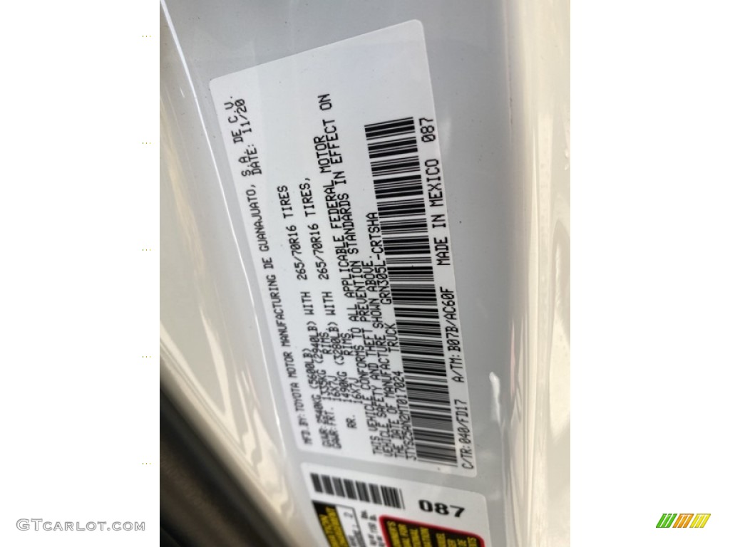 2021 Tacoma Color Code 040 for Super White Photo #140821869