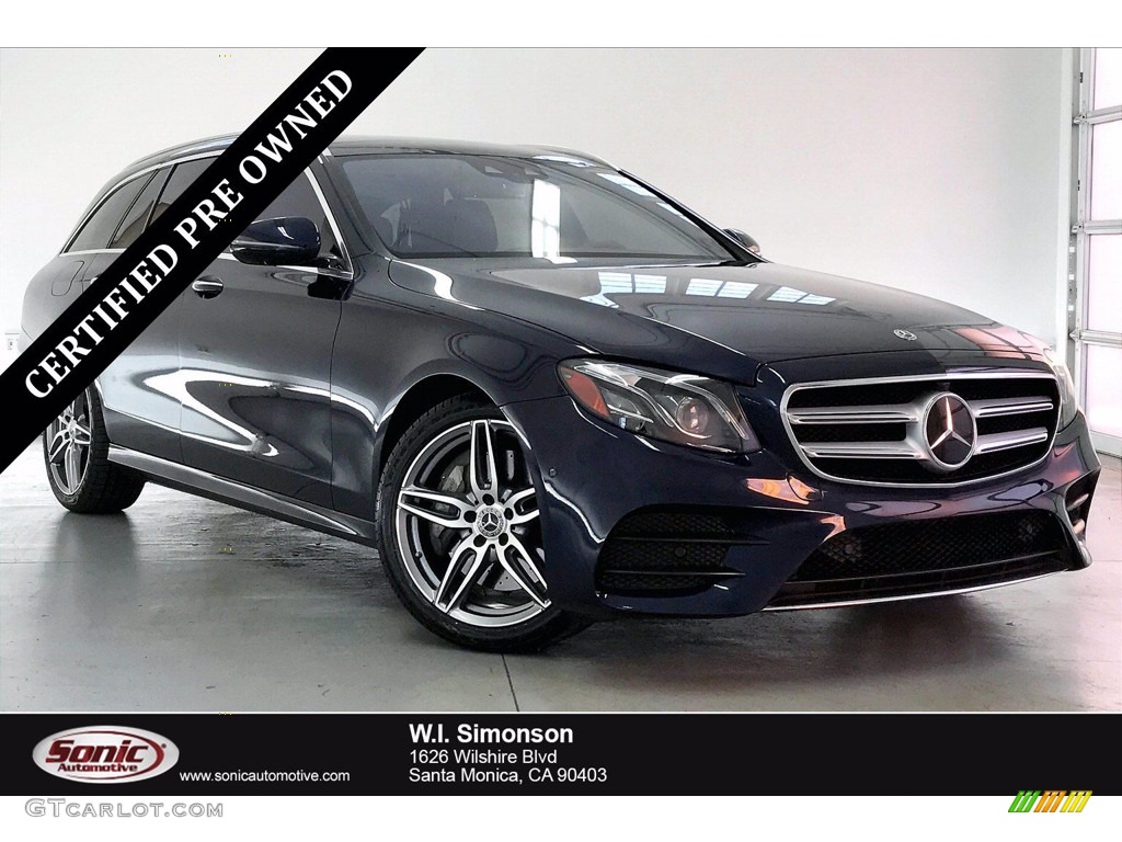 2018 E 400 4Matic Wagon - Lunar Blue Metallic / Nut Brown/Black photo #1