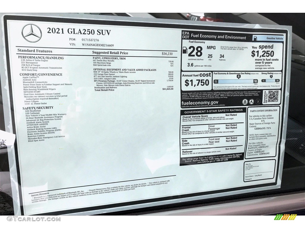 2021 GLA 250 - Denim Blue Metallic / Macchiato Beige photo #10