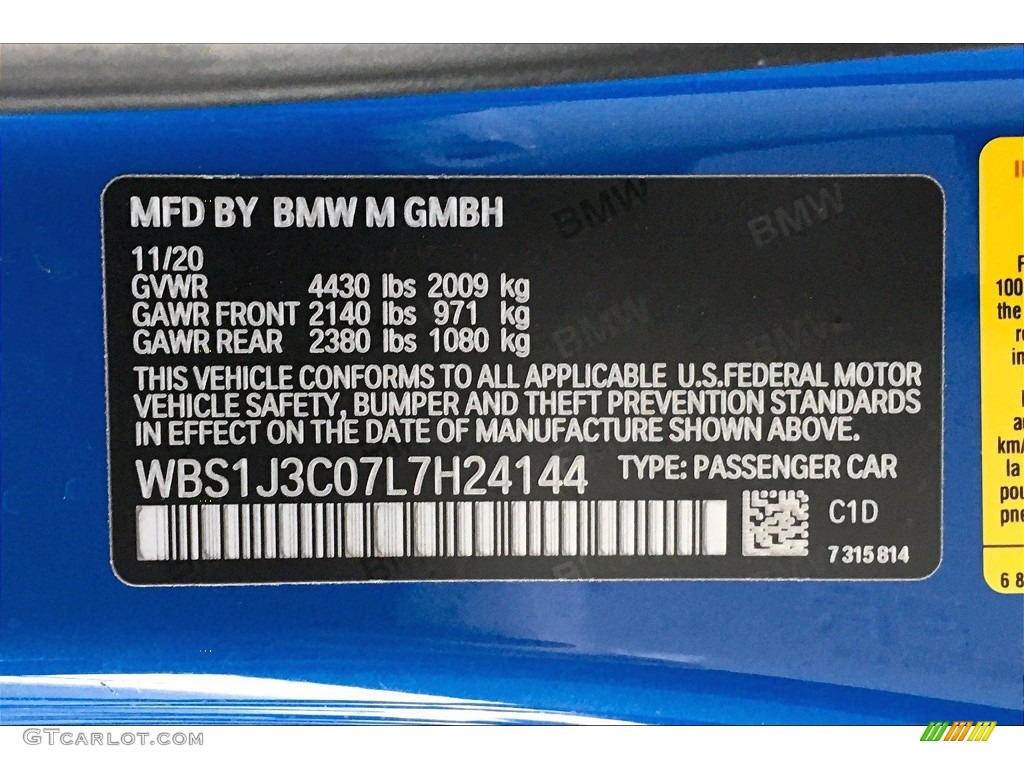 2020 BMW M2 Competition Coupe Color Code Photos