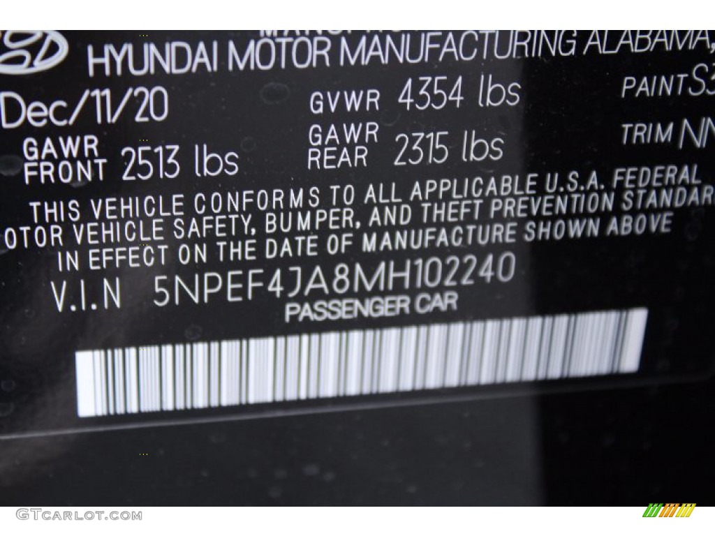 2021 Sonata SEL - Phantom Black / Black photo #24