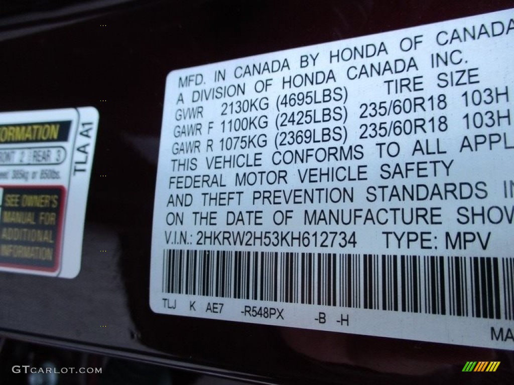 2019 CR-V EX AWD - Basque Red Pearl II / Gray photo #19