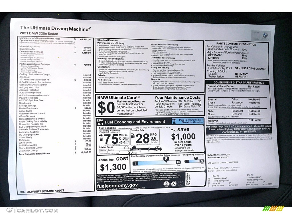 2021 3 Series 330e Sedan - Mineral Gray Metallic / Black photo #12
