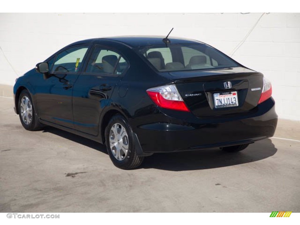 2012 Civic Hybrid-L Sedan - Crystal Black Pearl / Gray photo #2