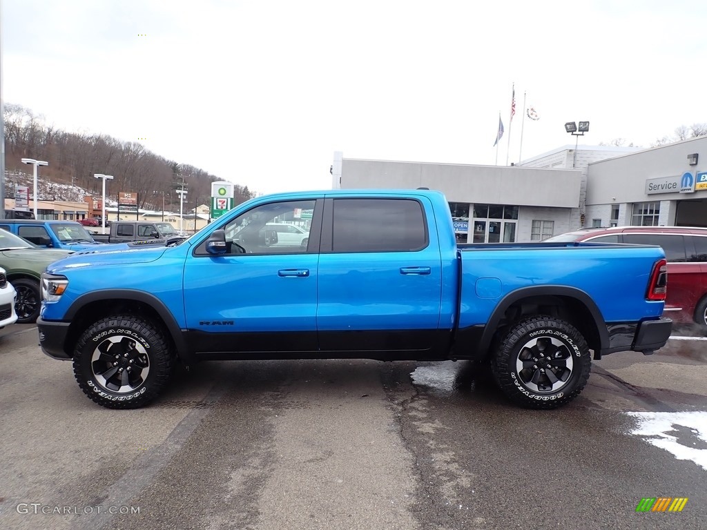 2021 1500 Rebel Crew Cab 4x4 - Hydro Blue Pearl / Black photo #3