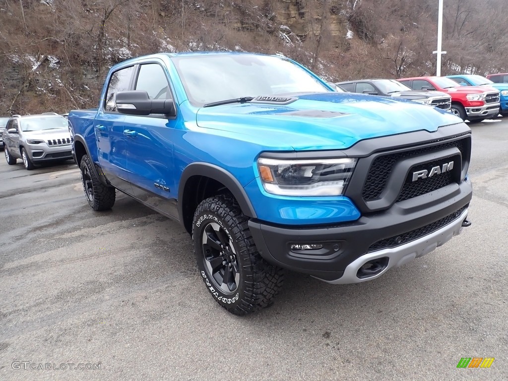 2021 1500 Rebel Crew Cab 4x4 - Hydro Blue Pearl / Black photo #8