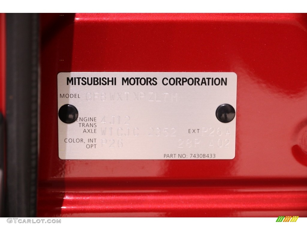 2016 Mitsubishi Outlander SE S-AWC Color Code Photos