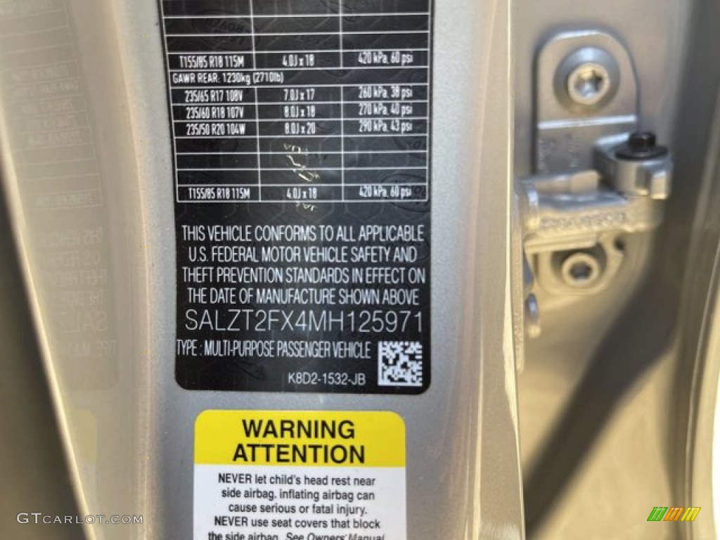 2021 Range Rover Evoque S R-Dynamic - Seoul Pearl Silver Metallic / Ebony photo #29