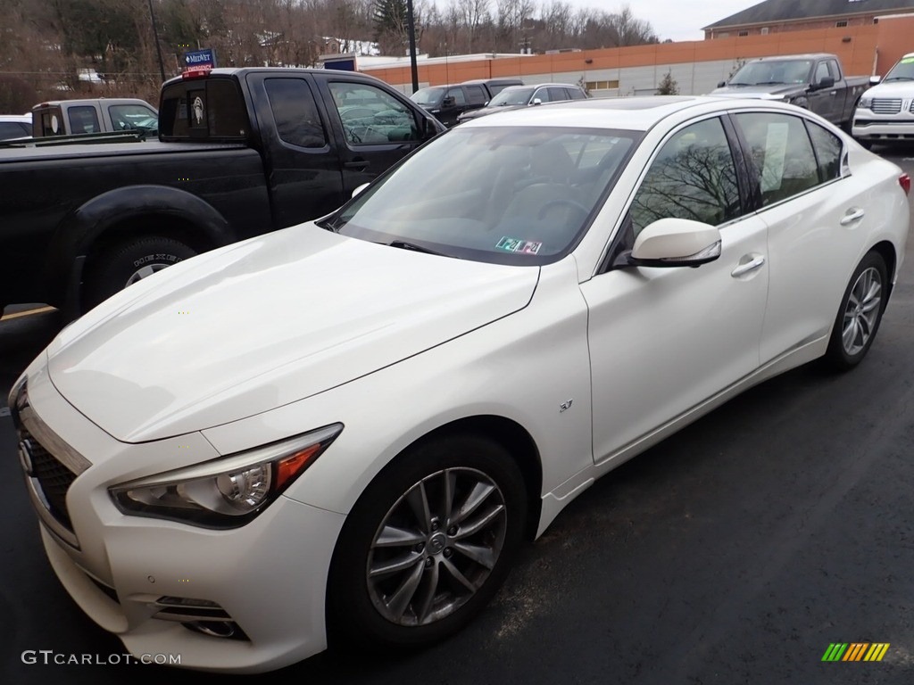 2014 Q 50 3.7 AWD Premium - Moonlight White / Wheat photo #1