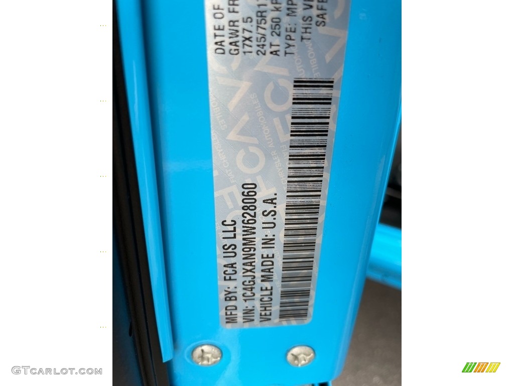 2021 Wrangler Sport 4x4 - Chief Blue / Black photo #27
