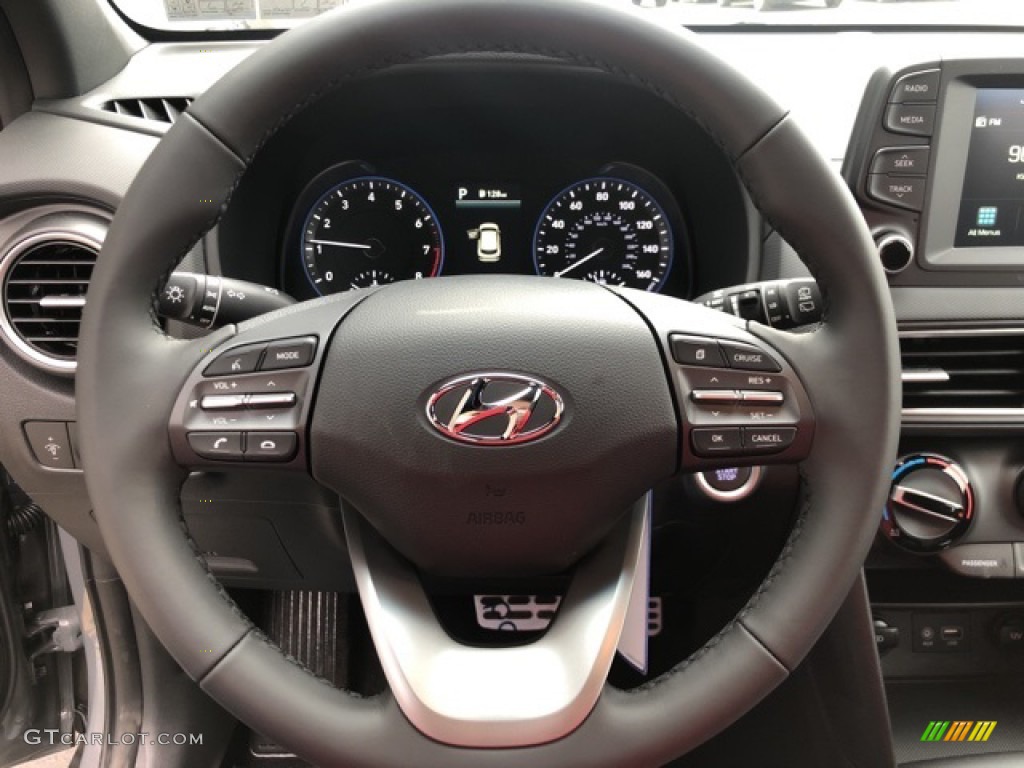 2021 Hyundai Kona Night AWD Black Steering Wheel Photo #140899066
