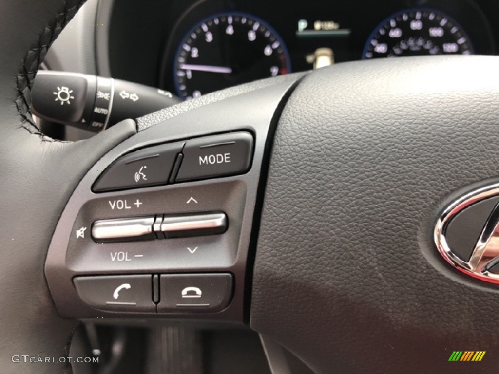 2021 Hyundai Kona Night AWD Black Steering Wheel Photo #140899078
