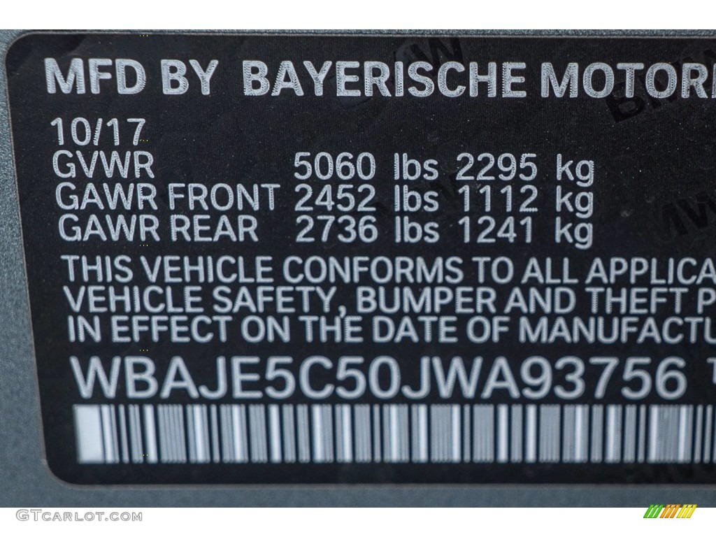 2018 5 Series 540i Sedan - Bluestone Metallic / Black photo #11