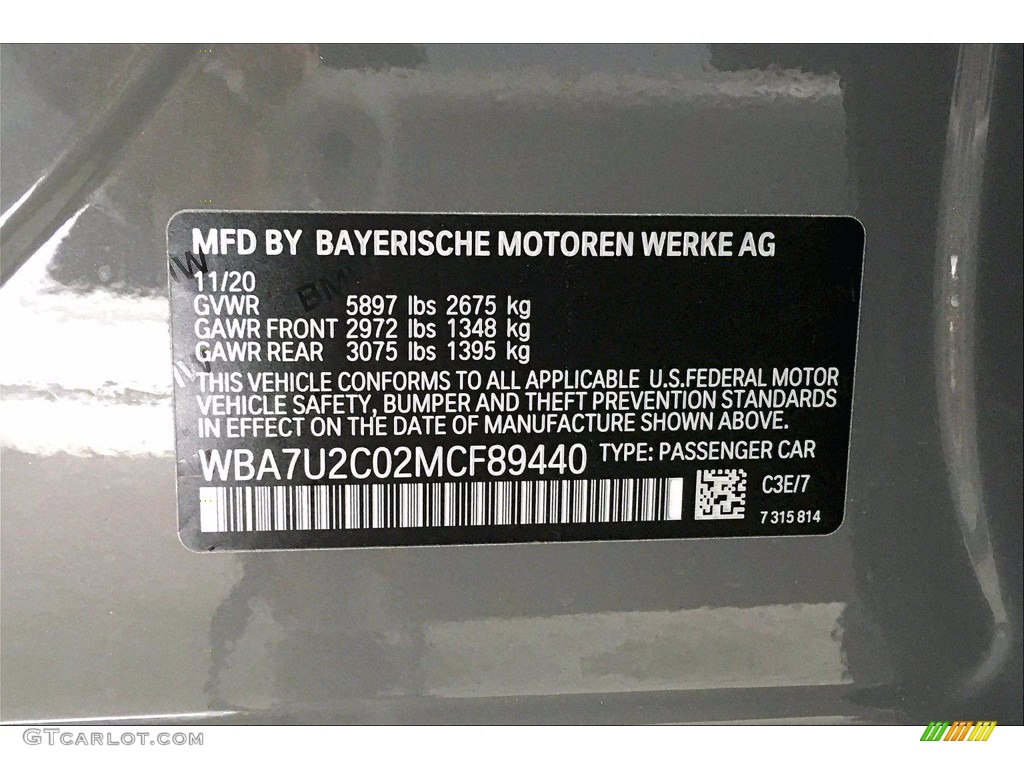2021 7 Series 750i xDrive Sedan - Bernina Gray Amber Effect / Black photo #18