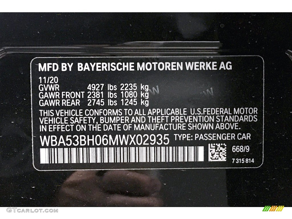 2021 BMW 5 Series 530i Sedan Color Code Photos