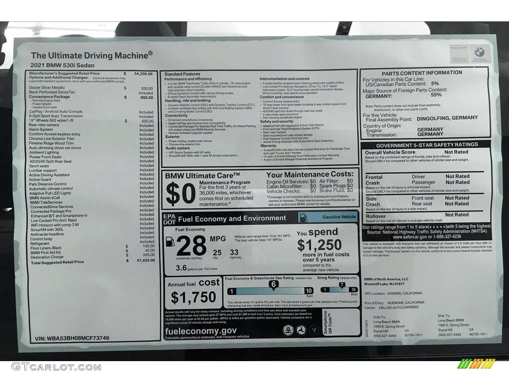 2021 5 Series 530i Sedan - Glacier Silver Metallic / Black photo #12