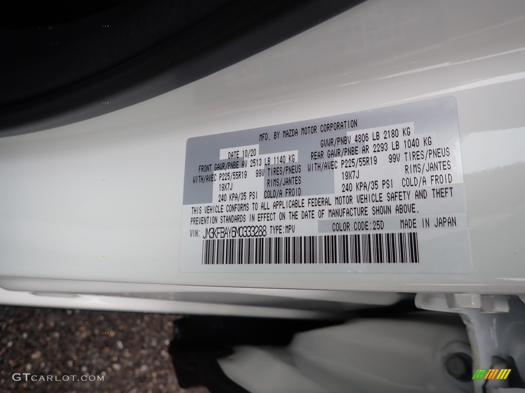 2021 CX-5 Color Code 25D for Snowflake White Pearl Mica Photo #140916335
