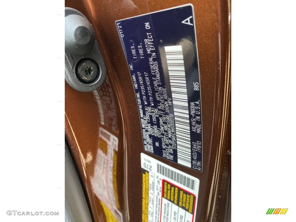 2021 Sienna Color Code 4U3 for Sunset Bronze Mica Photo #140920004