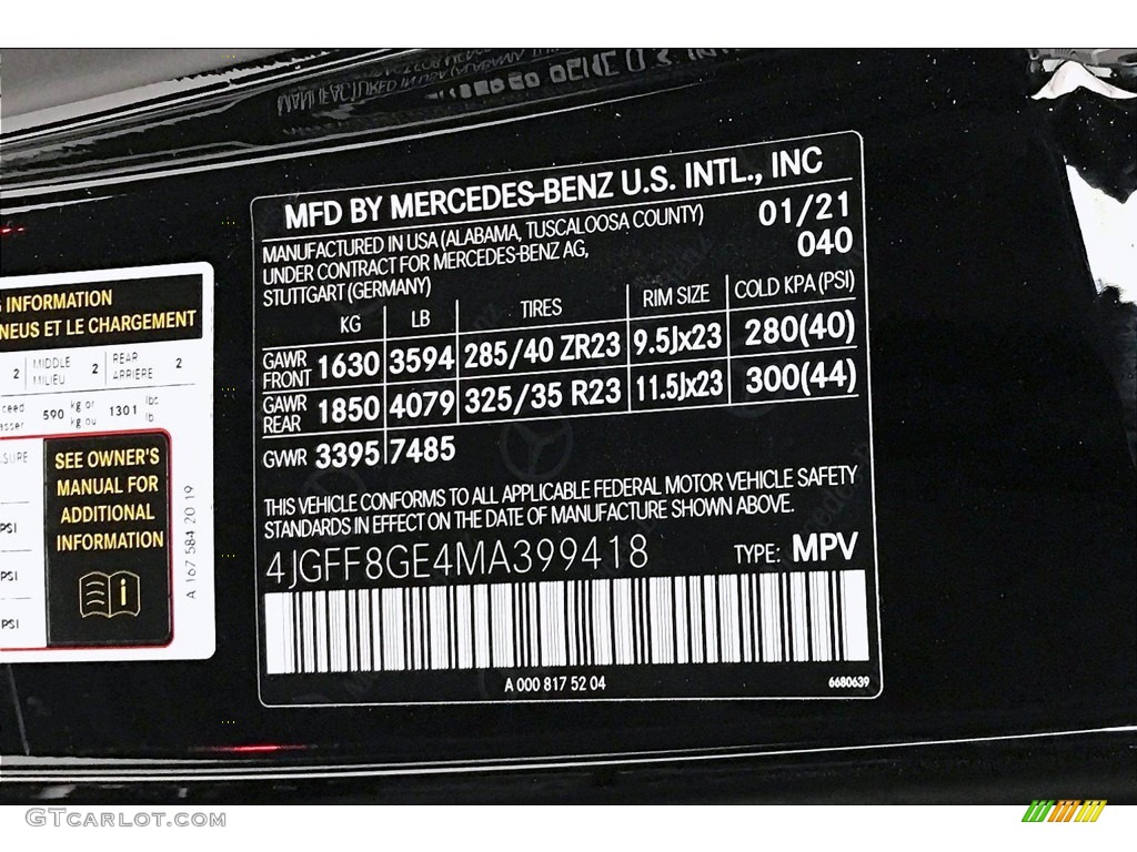 2021 GLS Color Code 040 for Black Photo #140922844