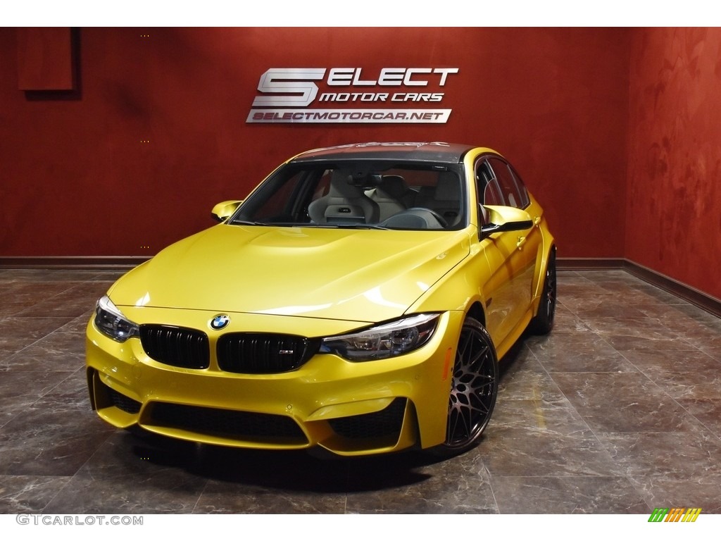 2018 M3 Sedan - Austin Yellow Metallic / Silverstone photo #1