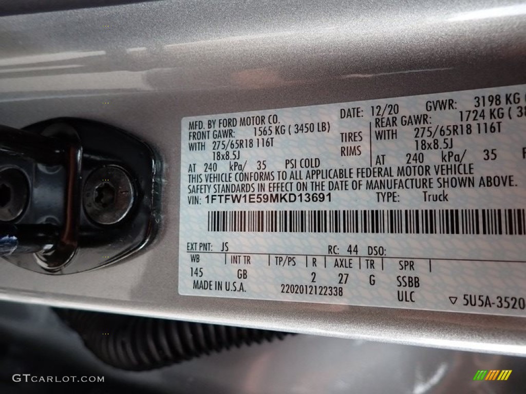 2021 F150 Color Code JS for Iconic Silver Photo #140938590